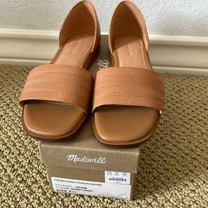 Madewell Desert Camel Leather D'Orsay Slide Sandals